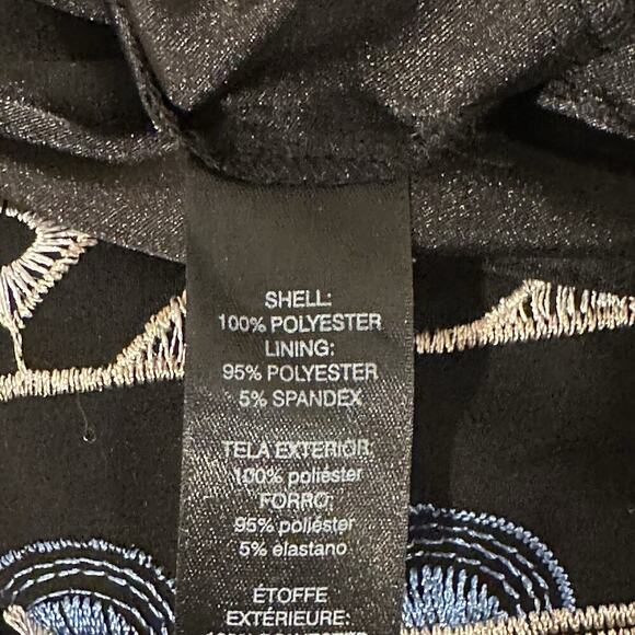 White House Black Market Size 10 Black Aztec Embroidered Mini Shift Dress Modern - Picture 10 of 12